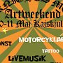 Artweekend 10-11/5 -2013<br />Kajskjulet, Halmstad. kl 10.00 -23.00 båda dagarna.<br /><br />För andra året i rad arrangerade vi åter vårt Artweekend, fast detta år gjorde vi det större, fränare och ballare än tidigare.<br />Garagekonst, hojar,  pinstriping, livemusik, pinuppor  och tatuerare men även konst i  form av fotokonst, teckningar, målningar och skulpturer fanns på plats.<br /><br />Dessutom inbjudna knallar, utställare, författare & konstnärer. <br />Öl, mat och fika serverades under  hela öppettiden och vi tackar alla som kom och besökte oss. 